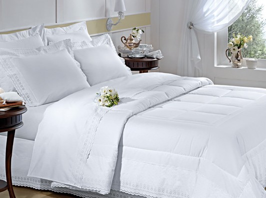 100% Cotton Percale T180 Thread Count  Duvet Hotel bedding sets-lace work