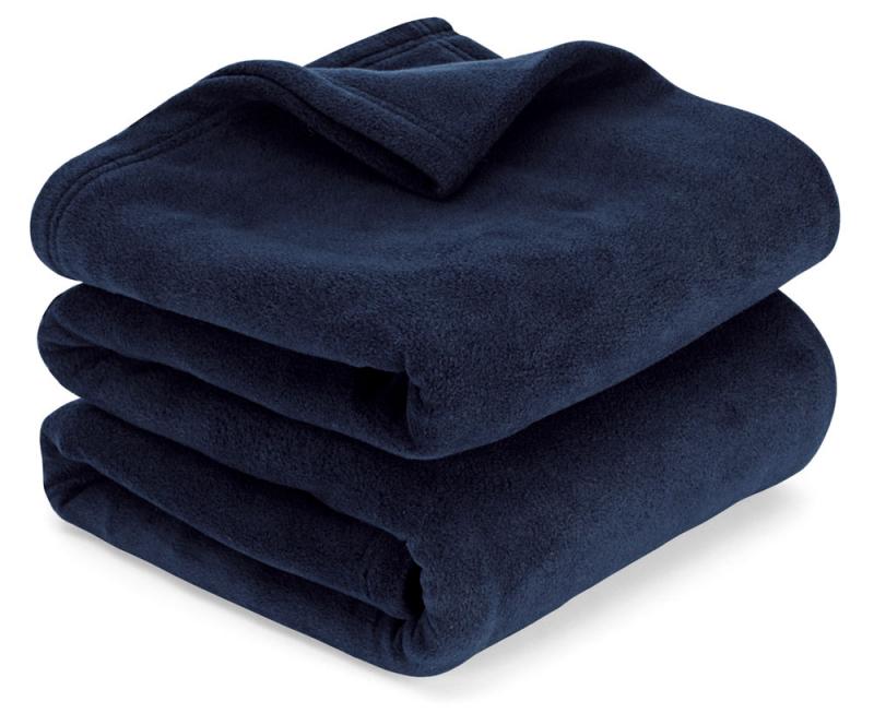 100% polyester 350gsm airline polar fleece blanket in navy