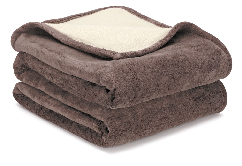 100% polyester 380gsm polar fleece/sherpa fleece blanket in camel