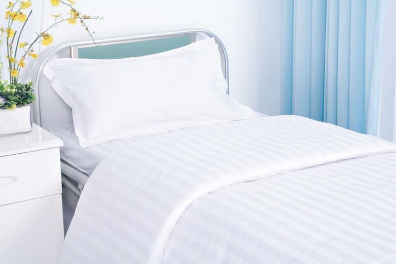 poly/cotton 50/50  satin stripe hotel bedding sets- bed sheet sets duvet cover pillowcases in stock